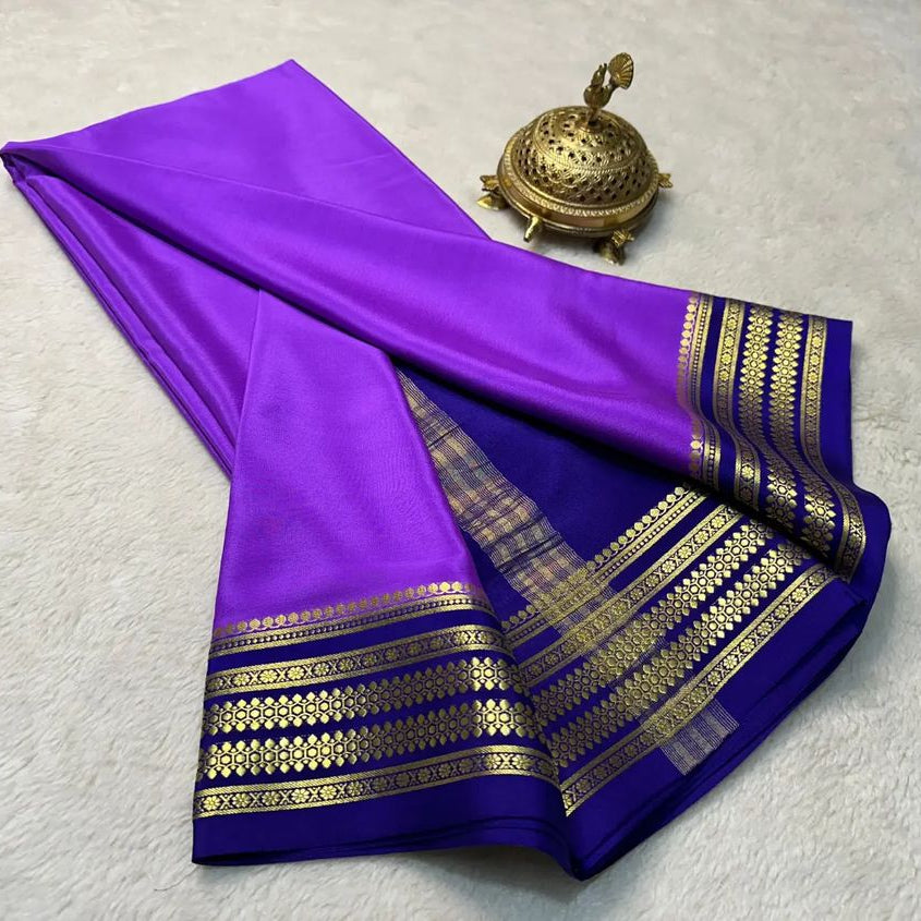 Beautiful Pure Mysore silk sarees having elegant contrast border 😍