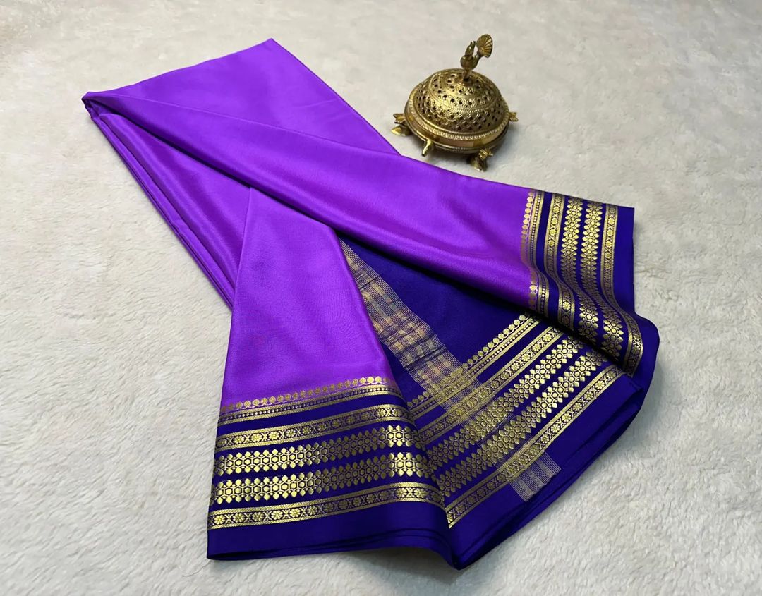 Beautiful Pure Mysore silk sarees having elegant contrast border 😍