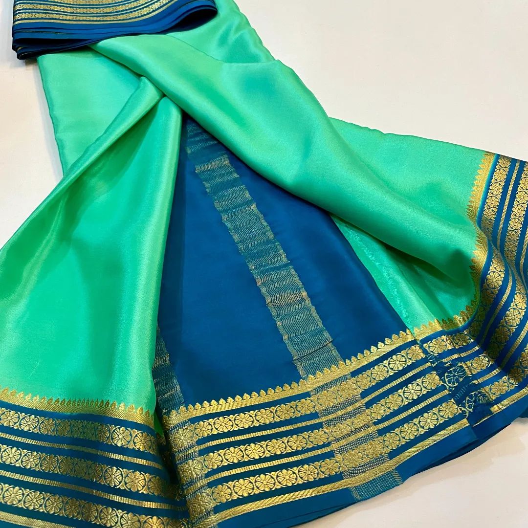 Traditional Soft Silk Saree From Mysore With Contrasting Borders