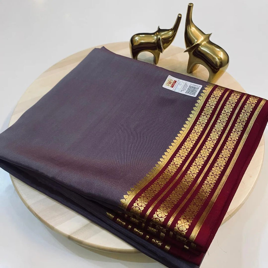 Beautiful Pure Mysore silk sarees having elegant contrast border 😍