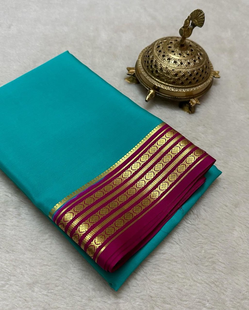 Premium Pure Mysore Soft Silk Saree With Rich Contrast Border