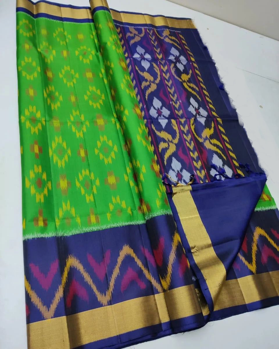 Elegant Handwoven Soft Silk Saree With Ikkat Digital Patterns
