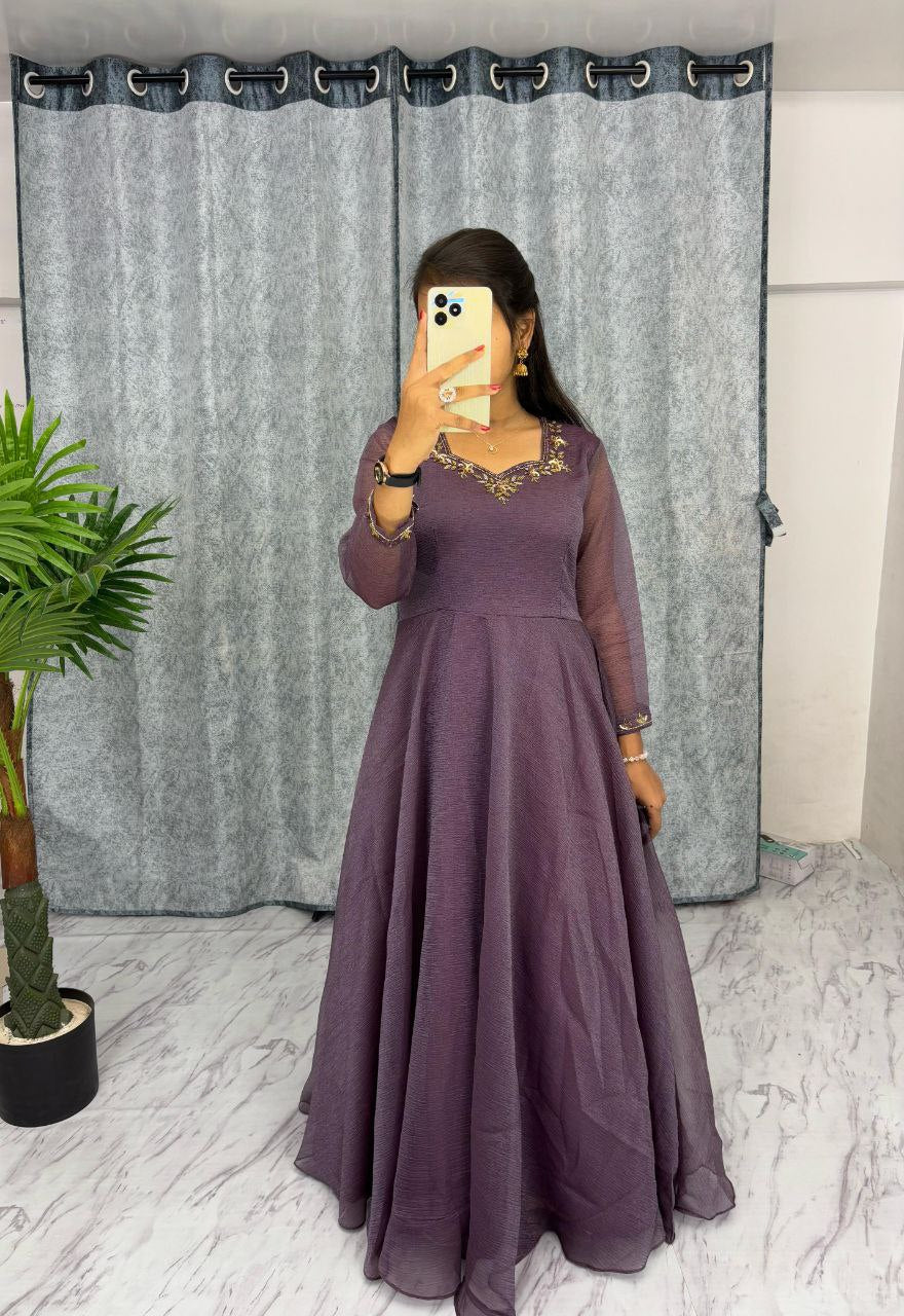 Faded Wine Fancy Crush Readymade Party Style Gown