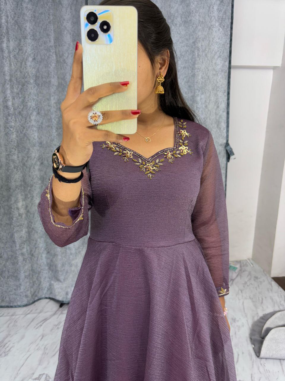 Faded Wine Fancy Crush Readymade Party Style Gown