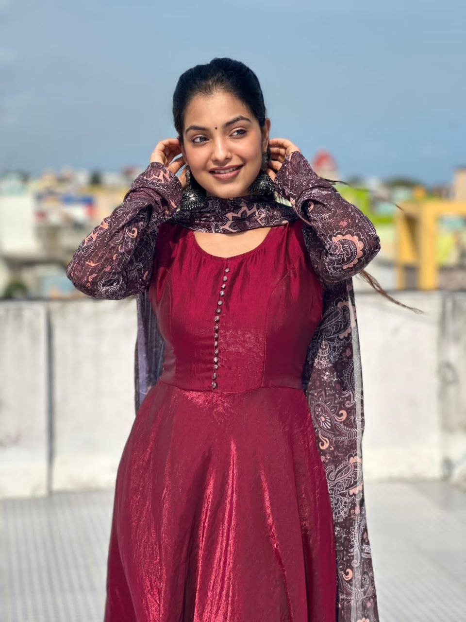 Soft Space Silk Readymade Party Style Gown With Dupatta