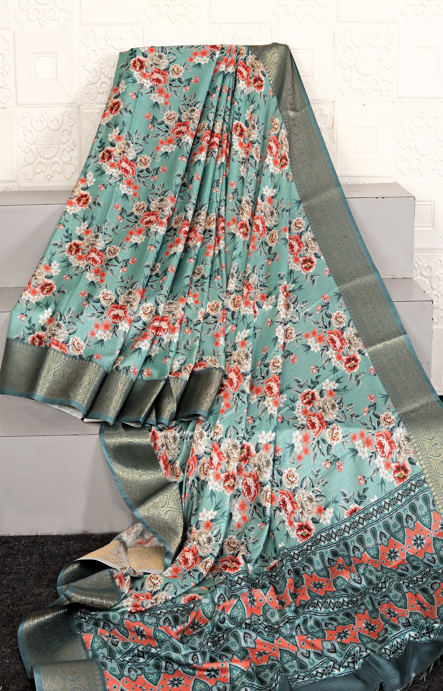 Alluring Traditional Jute Khadi Silk Function Wear Saree With Digital Pallu