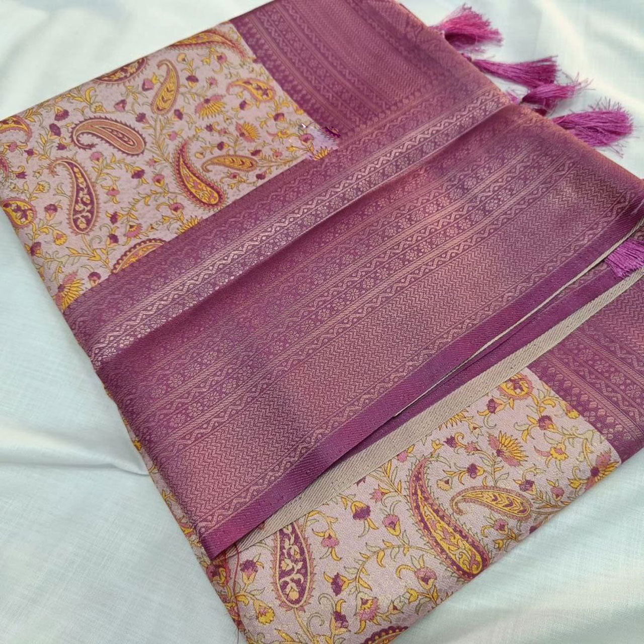 Purple Soft Silk Saree Designer Digital Print For Regular Outfits