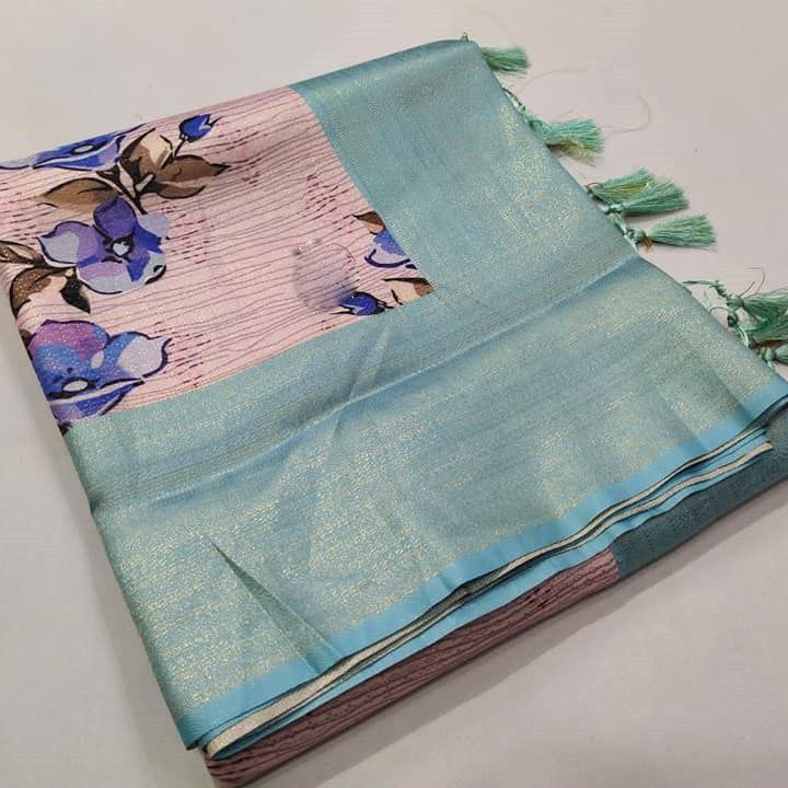 Indian Pure Desi Digital Print  Soft Silk Kalamkari Saree